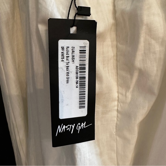 NWT Nasty Gal White Ruched Bust Tie Back Midi Dress | Size 2 - Picture 12 of 12